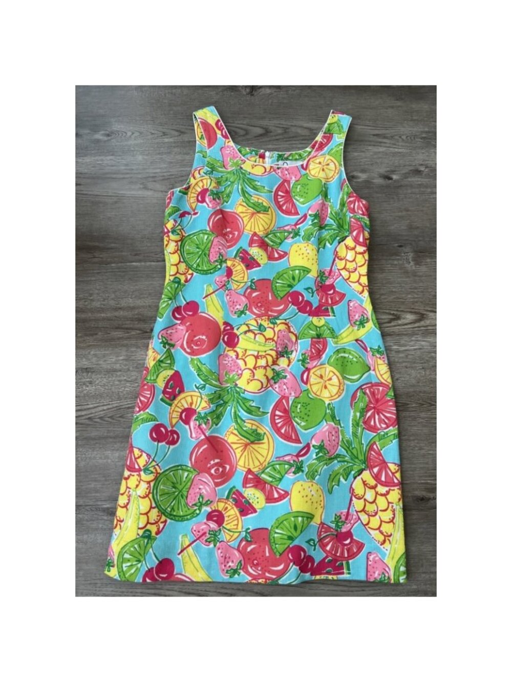 Vintage Lilly Pulitzer White Label Shift Dress‎ Womens 8 Fruit Cocktail Print